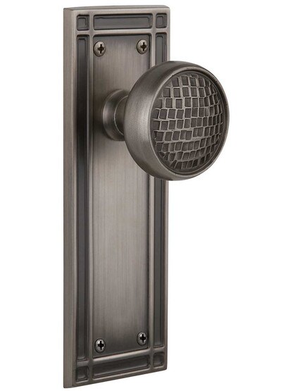 Mission Door Set with Craftsman Knobs in Antique Pewter.